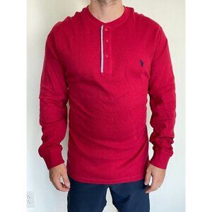 Us Polo Assn. Mens Basic T-Shirt Red Long Sleeve Stretch Crew Neck XXL